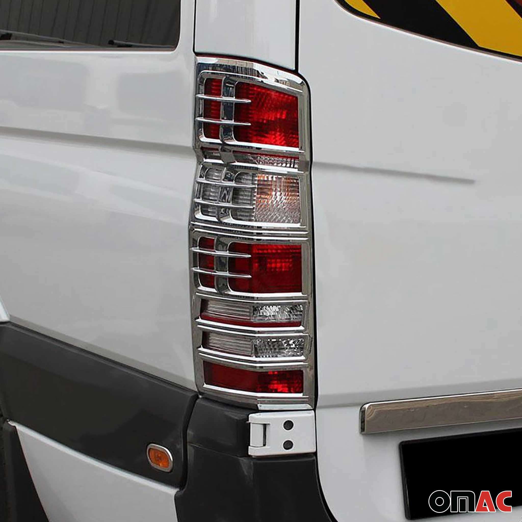 2006-2013 Mercedes Sprinter W906 Chrome SET Reflector Frame & Logo S.Steel & Fuel Caps Cover & Stop Light Cover & Tailgate Handle Cover S.Steel Set Gloss Silver 11 pcs