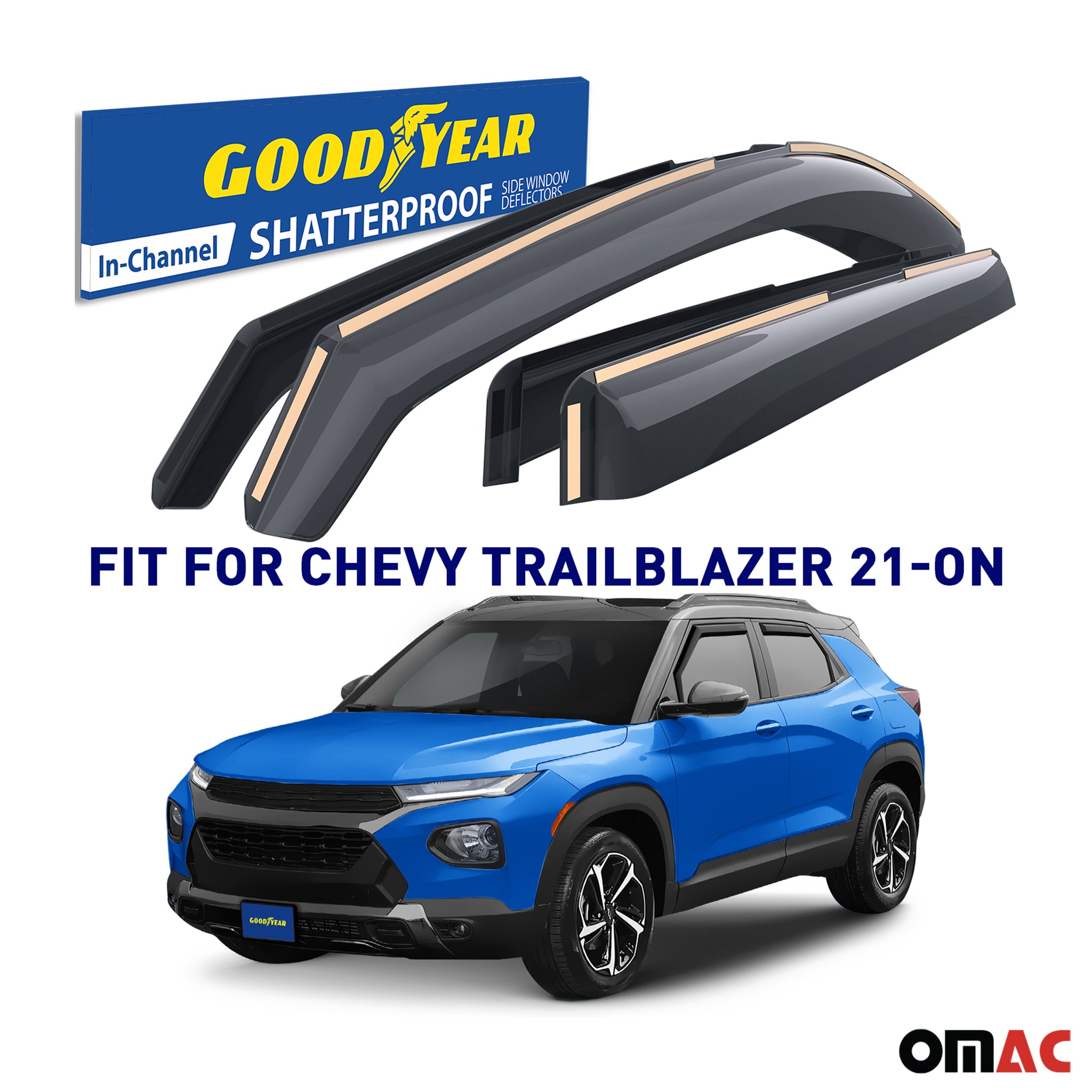 Goodyear Wind Deflectors for Chevrolet TrailBlazer 2021-2025 In-channel Smoke 4x