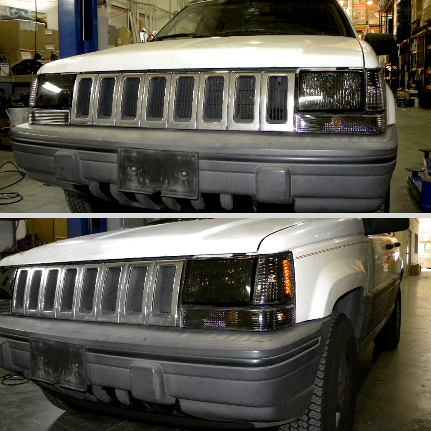 1993-1998 Jeep Grand Cherokee Factory Style Headlights Chrome/Smoke Lens