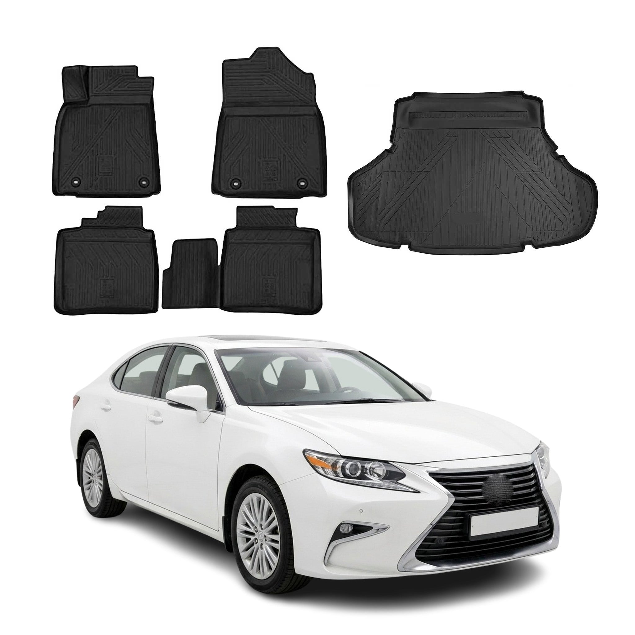 2016-2018 Lexus ES 350 / ES 300h Floor Mats & Cargo Liner Full Set All Weather Black