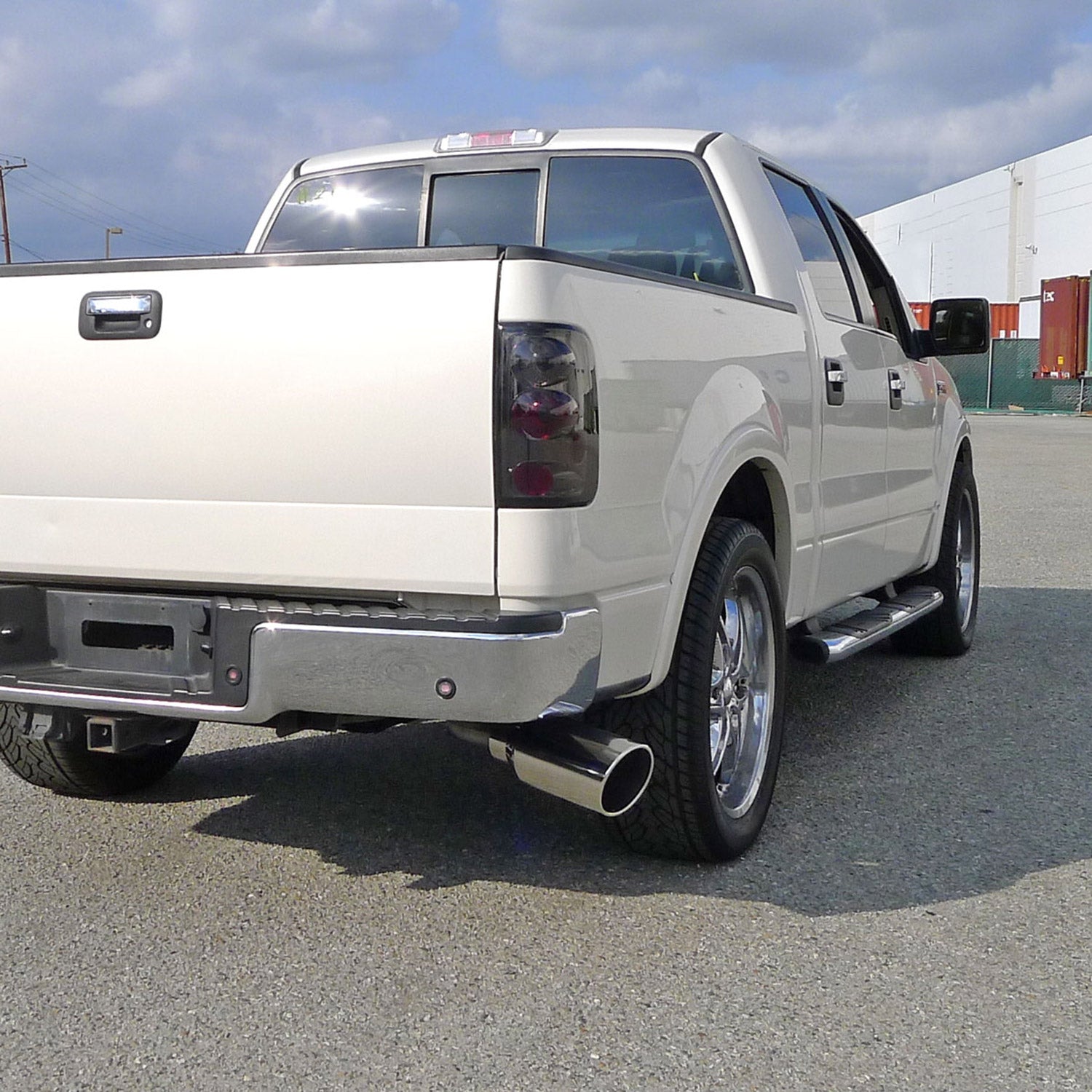 Universal 5" Inlet/8" Outlet Chrome Stainless Steel Bolt-On Angled Exhaust Tip