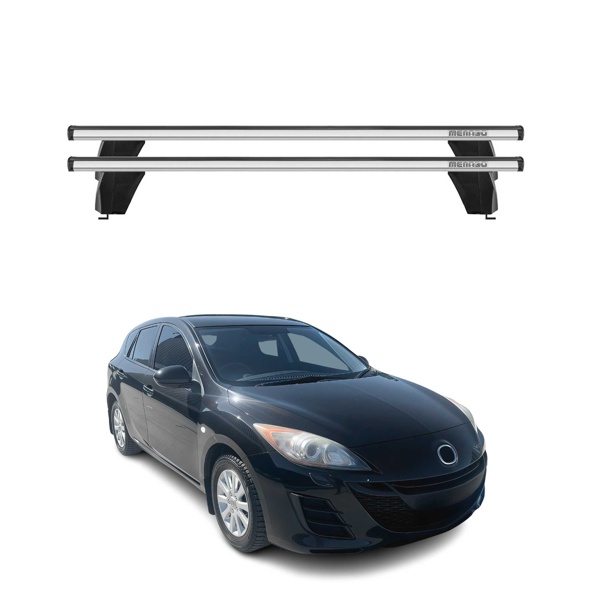 2010-2013 Mazda 3 Hatchback Roof Rack Cross Bars Silver