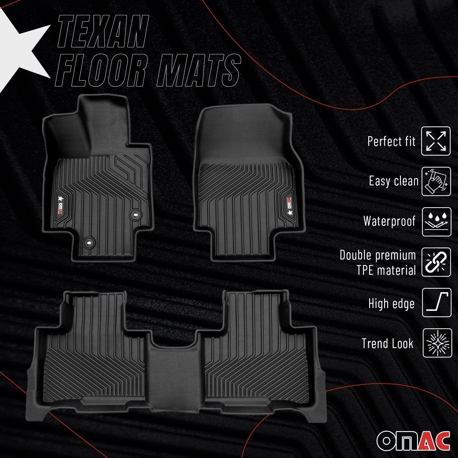 2020-2025 Toyota Highlander Premium Floor Mats Liners First and Second Row Set