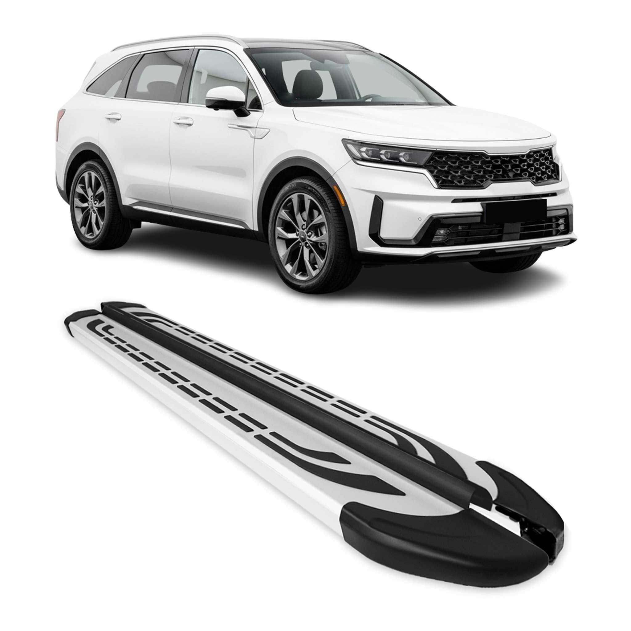 Nerf Bars Side Step Running Boards for Kia Sorento 2021-23 Pre-FL Alu Silver 2x