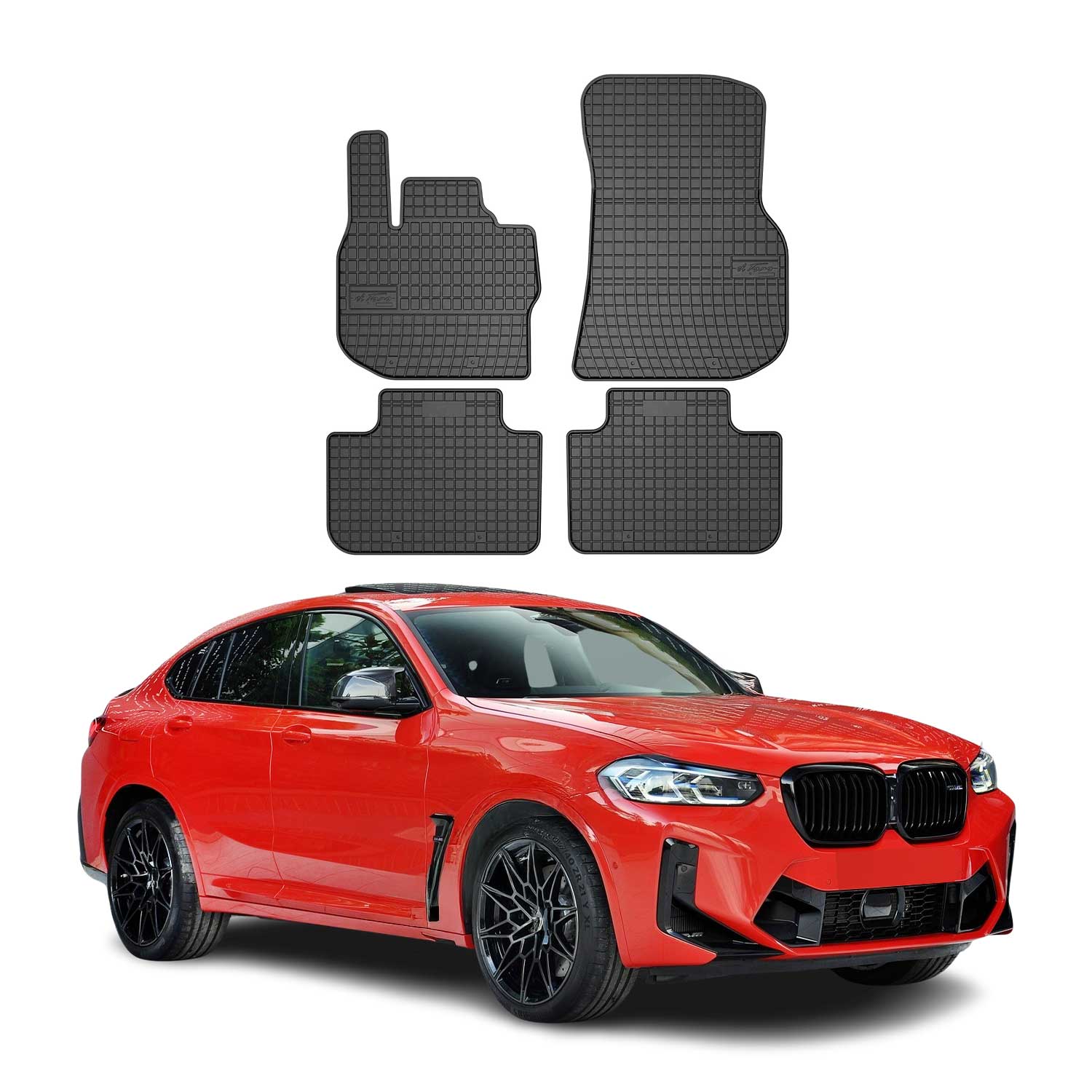 2019-2026 BMW X4 2.gen Floor Mats Liners Full Set All Weather Rubber Black