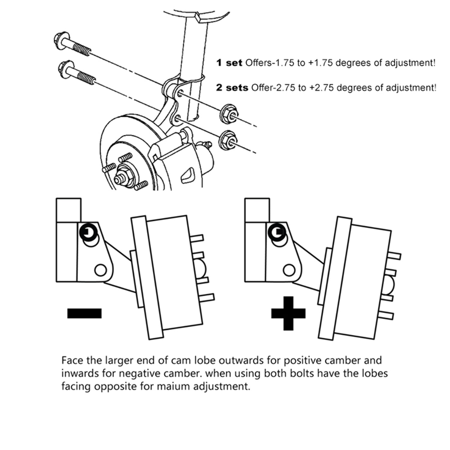 2001-2005 Honda Civic Front Camber Bolt Black