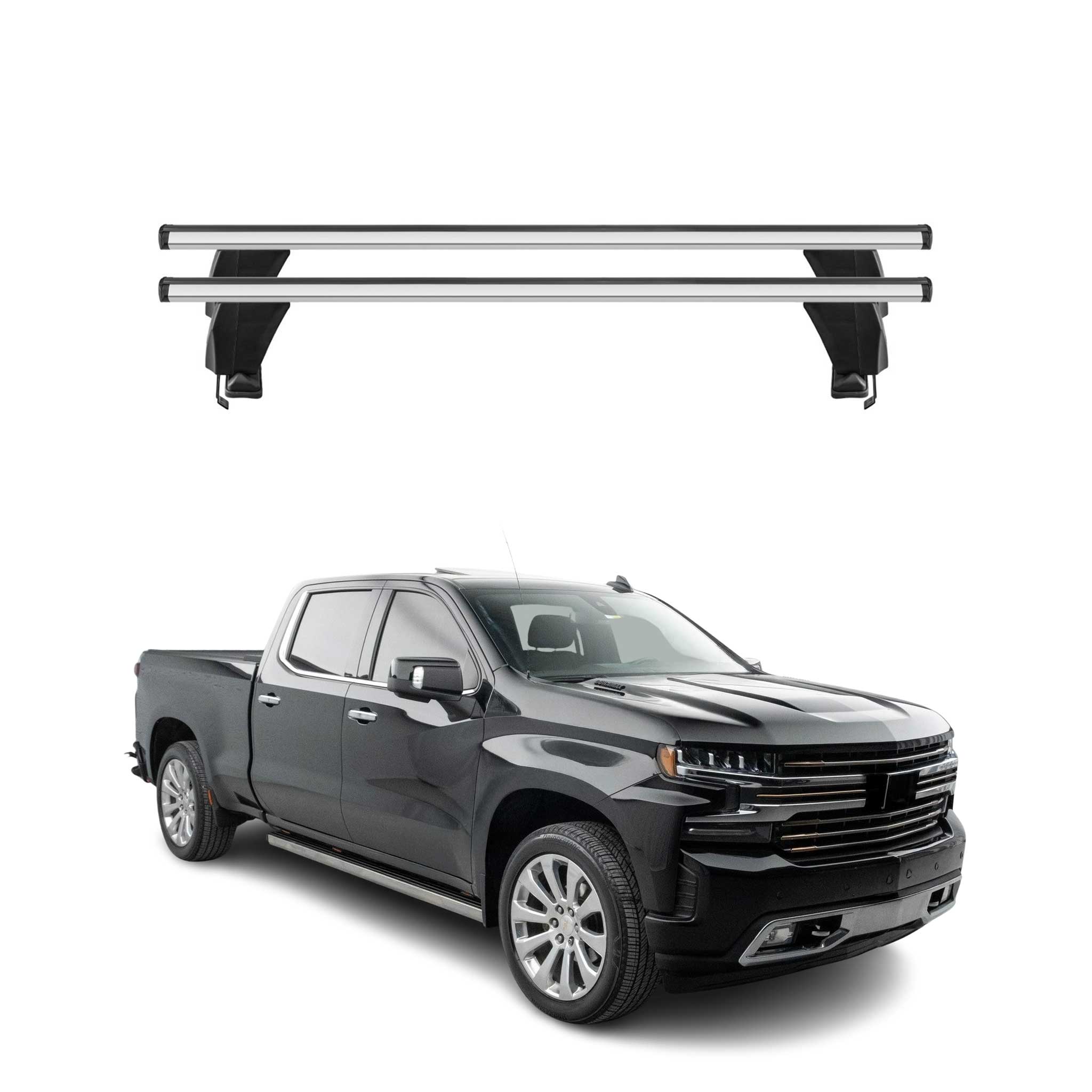 Top Roof Racks Cross Bars fits Chevrolet Silverado IV 2019-2026 4 Door 2Pcs Gray