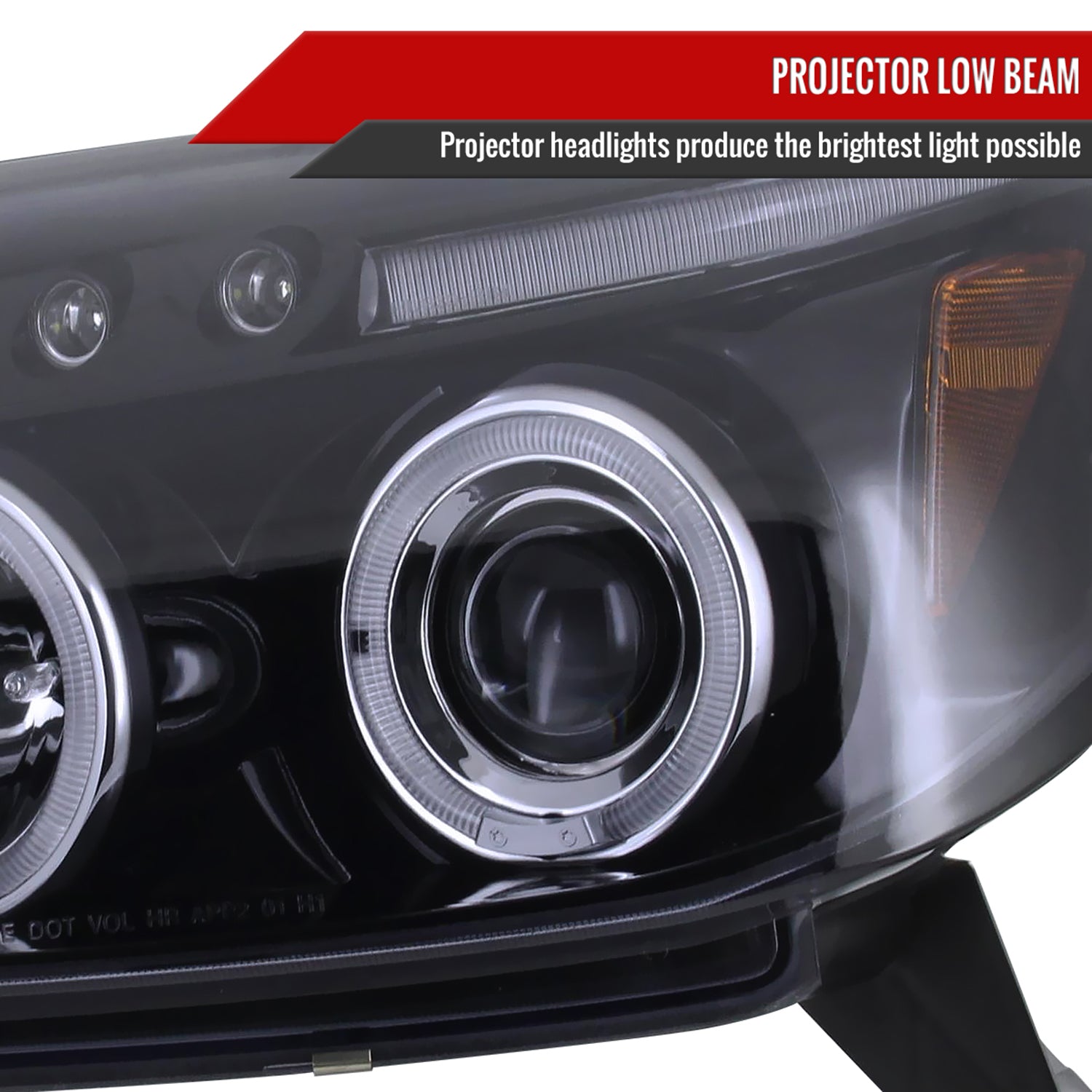 2003-2005 Toyota 4Runner Dual Halo Projector Headlights Glossy Black/Smoke