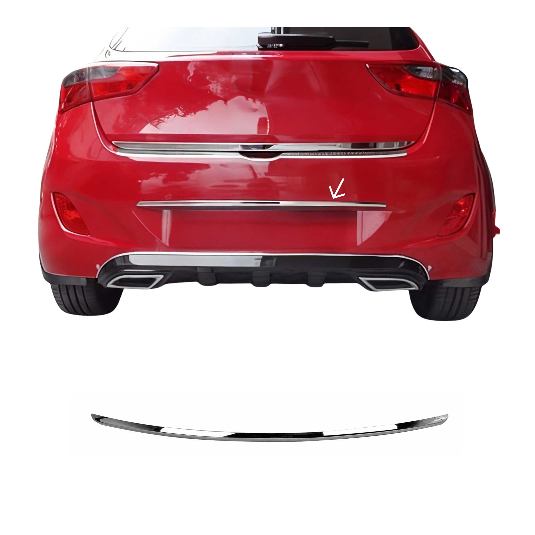 2013-2017 Hyundai Elantra GT Rear Trunk Molding Trim Stainless Steel Silver 1Pc