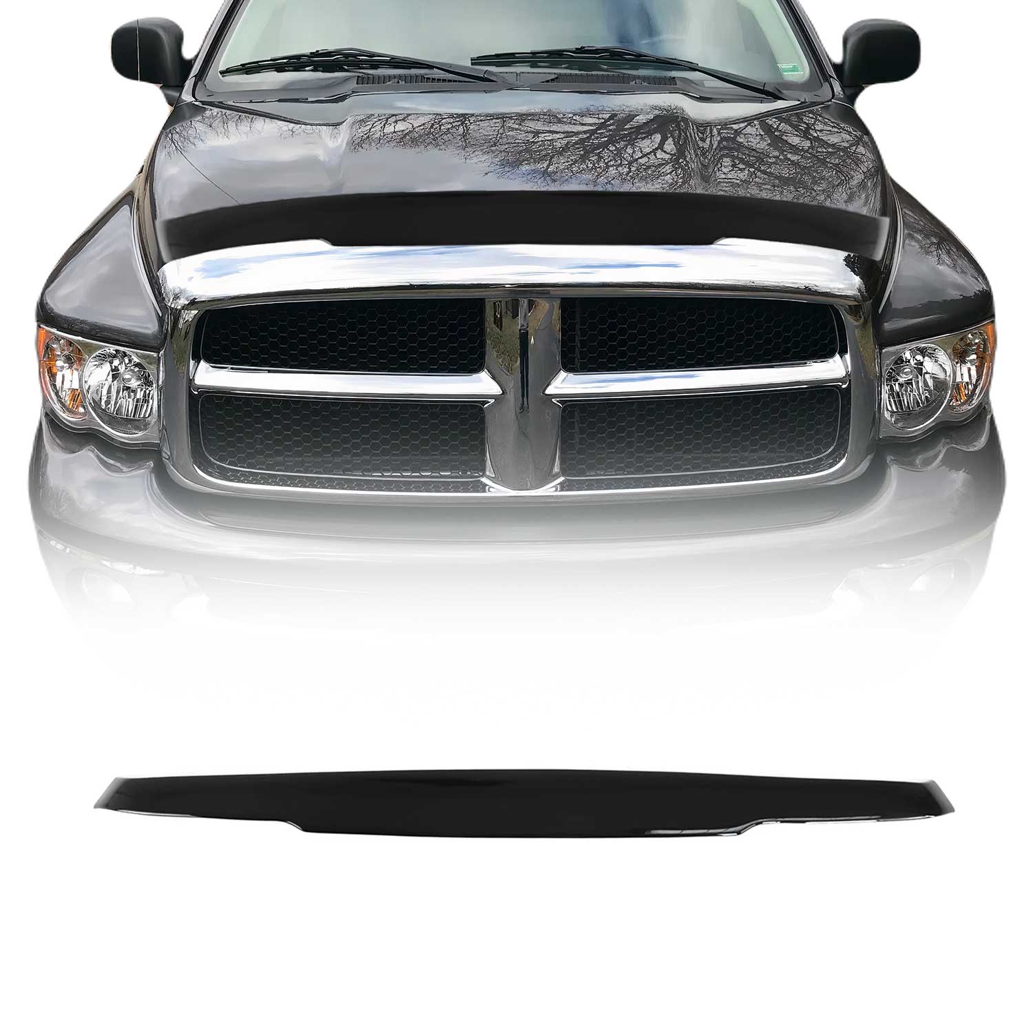 2002-2011 Dodge Ram 1500 Front Bug Shield Hood Deflector 1 Pc Smoke
