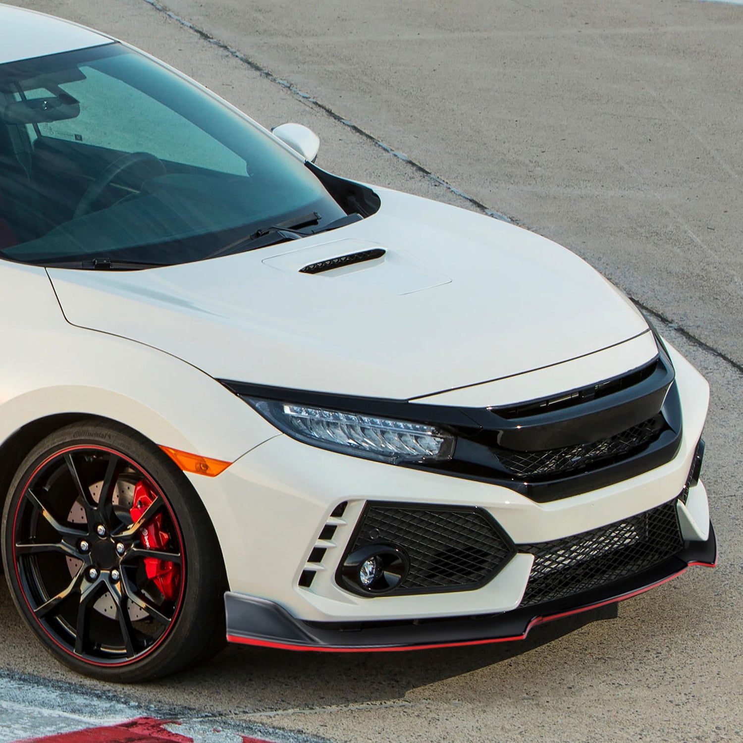 2016-2018 Honda Civic Sedan Black/Red Trim Front Bumper Lip Splitter Kit