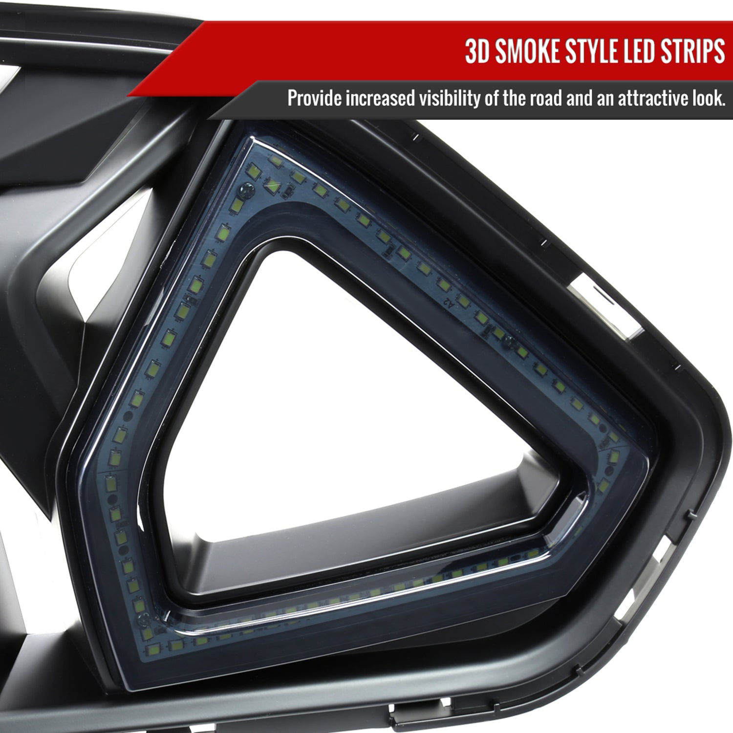 2018-2023 Ford Mustang Shark Hood Grille w/3D Smoke LED Turn Signal Lights