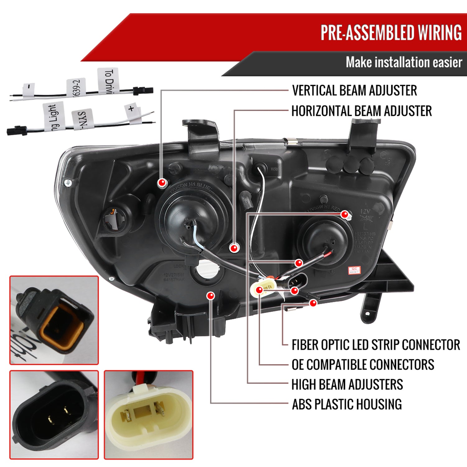 2007-2013 Toyota Tundra/ 2008-2017 Sequoia LED C-Bar Projector Headlights Smoke