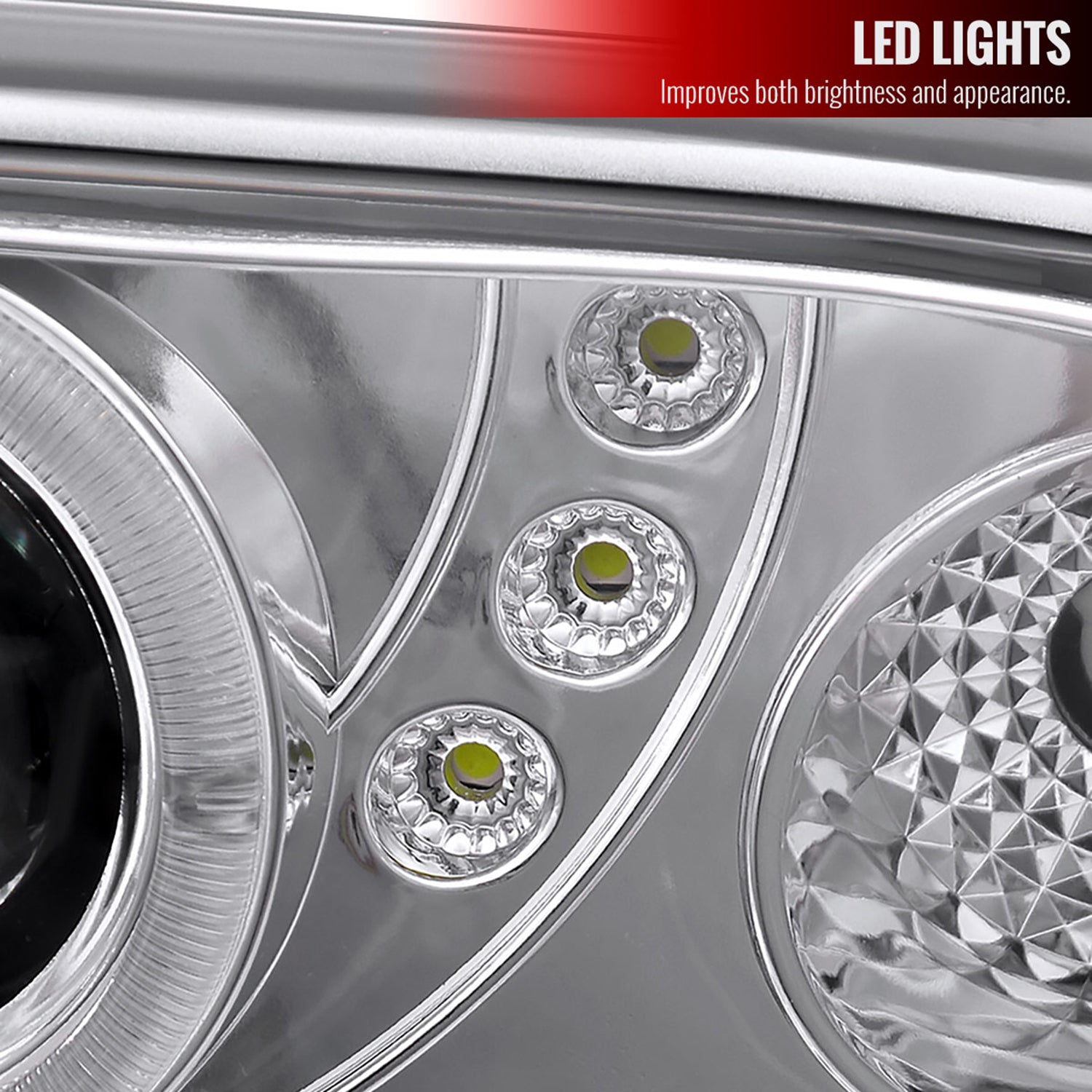 1998-2004 Chevy S10 Dual Halo Projector Headlights Chrome Housing/Clear Lens