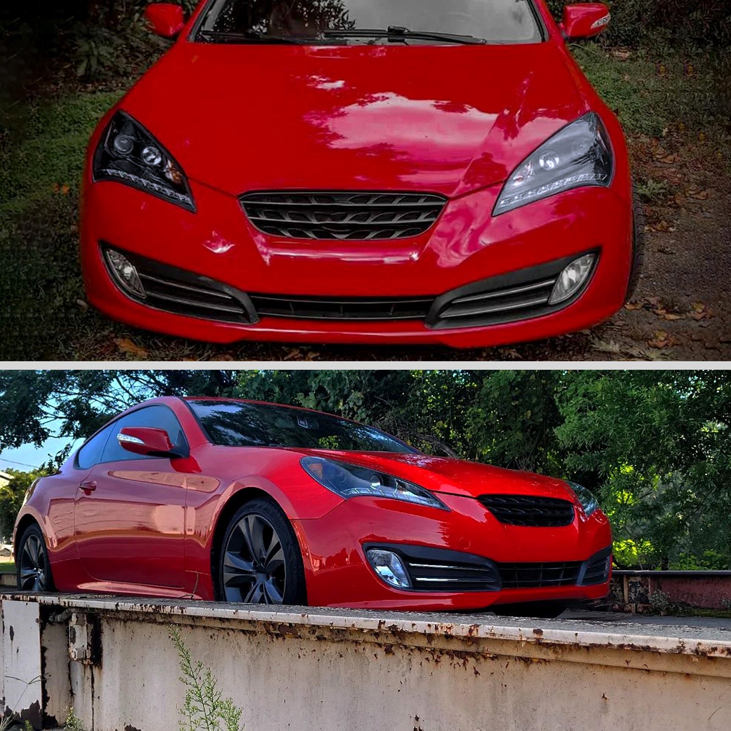 2010-2012 Hyundai Genesis Coupe R8 LED Projector Headlights Black/Smoke Lens