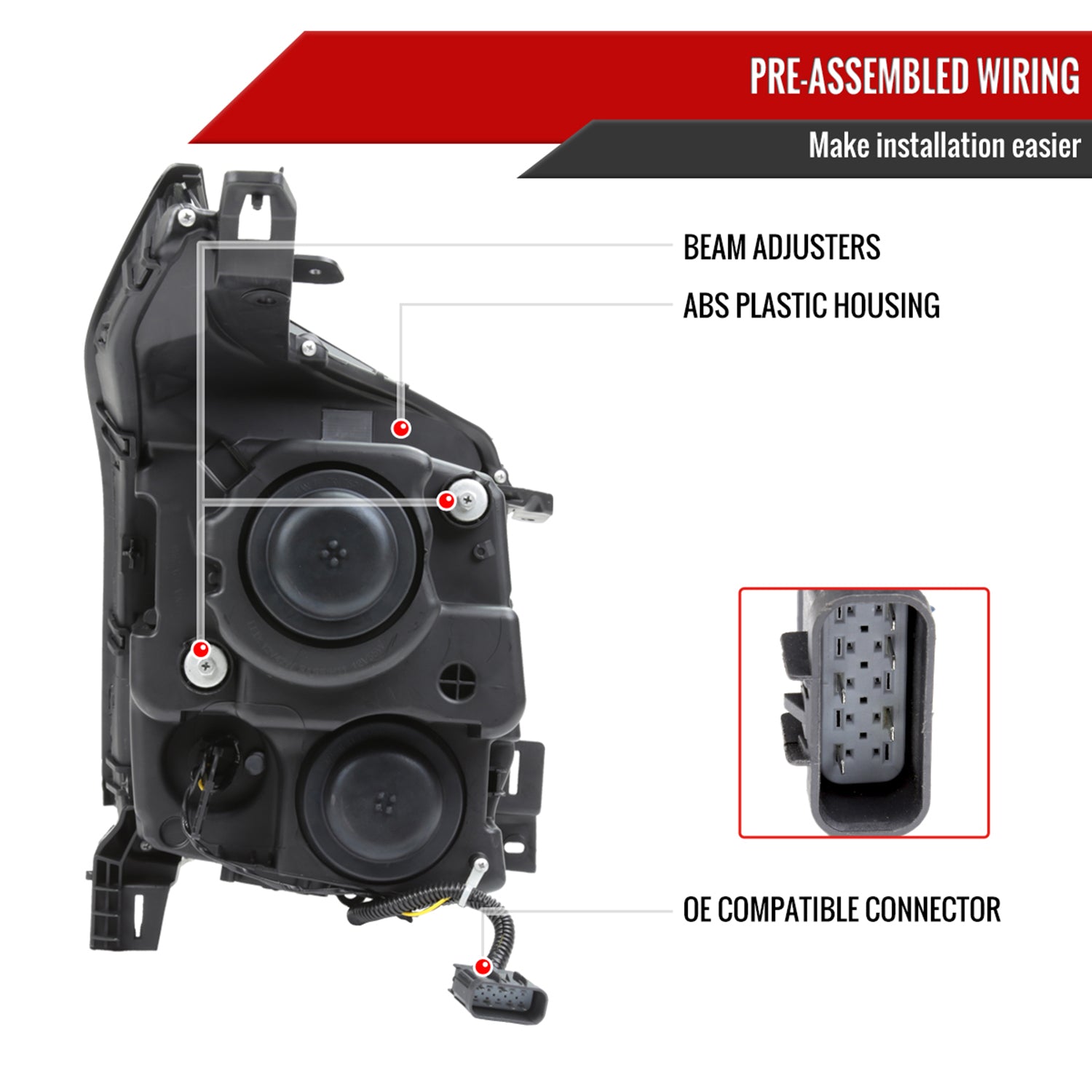 2010-2016 Cadillac SRX Full Sequential LED DRL Projector Headlights Chrome