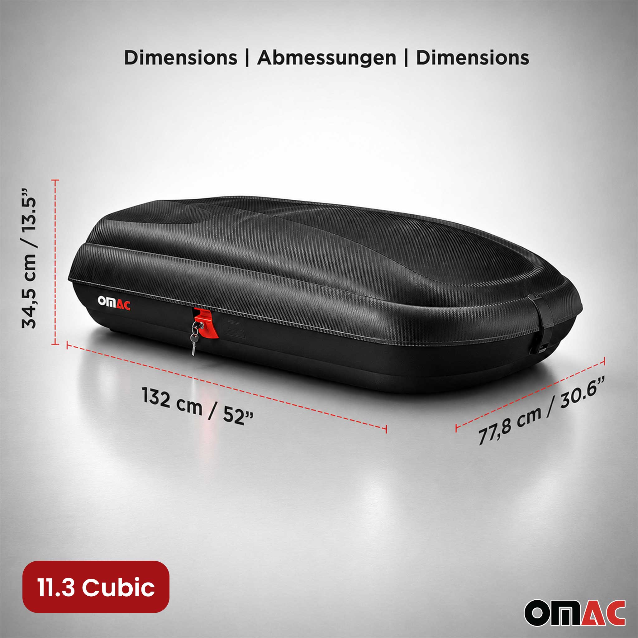 Roof Cargo Box 11.3 Cubic Feet Carbon Fiber Textured