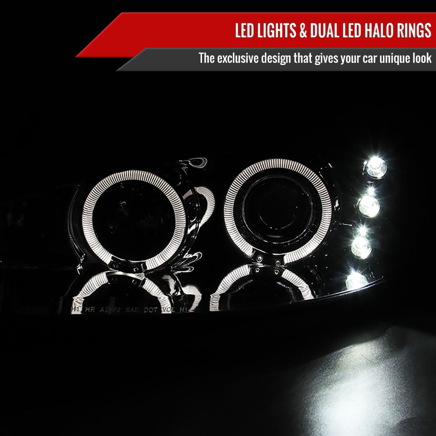 1998-2004 Dodge Intrepid Dual Halo Projector HeadLights Chrome/Clear Lens