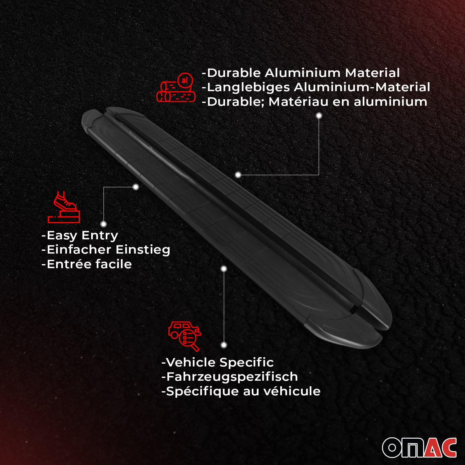 Side Step Nerf Bars Running Board for Volkswagen Tiguan 2018-24 Aluminium Black