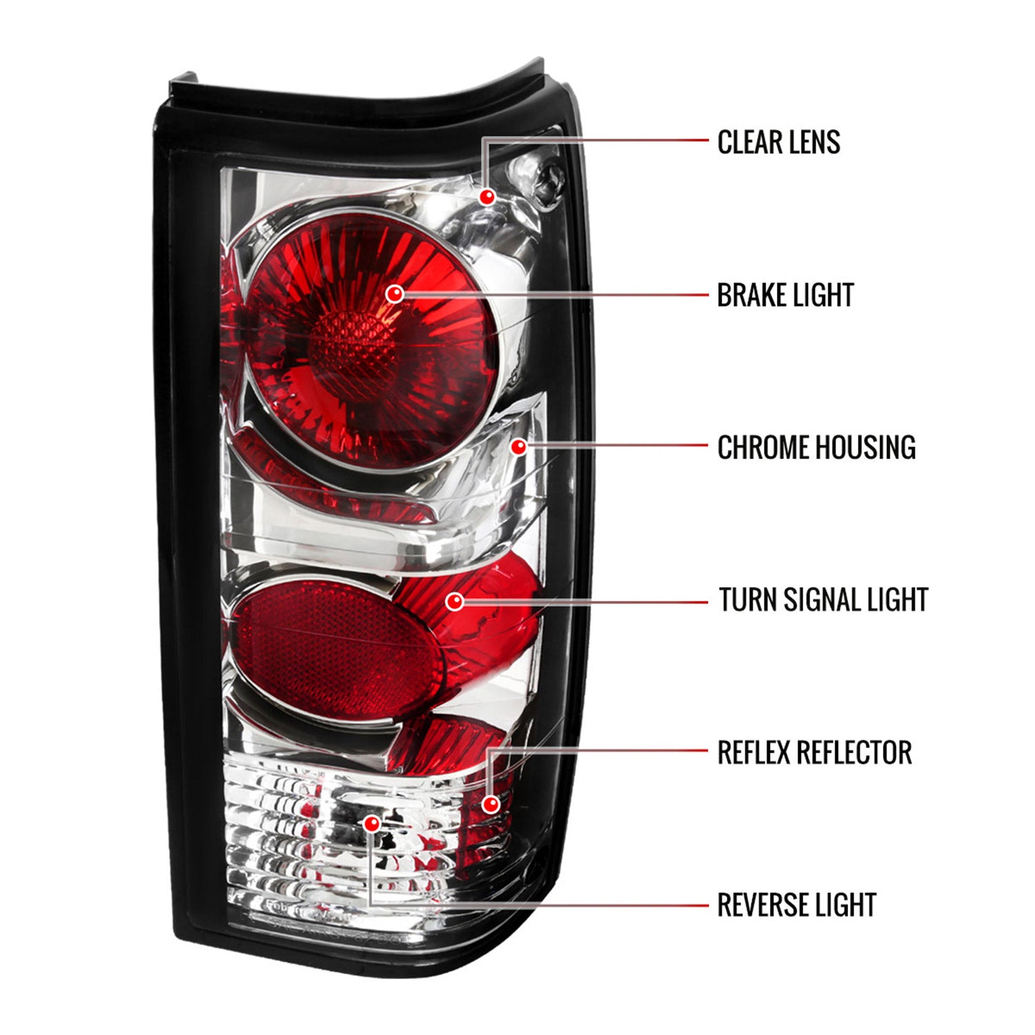 1982-1994 Chevy S10/Blazer GMC S15/Sonoma Tail Lights Chrome/Clear Lens