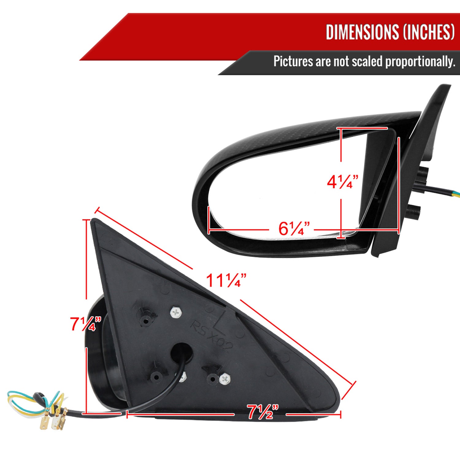 2002-2006 Acura RSX Carbon Fiber Shell Power Spoon Mirrors