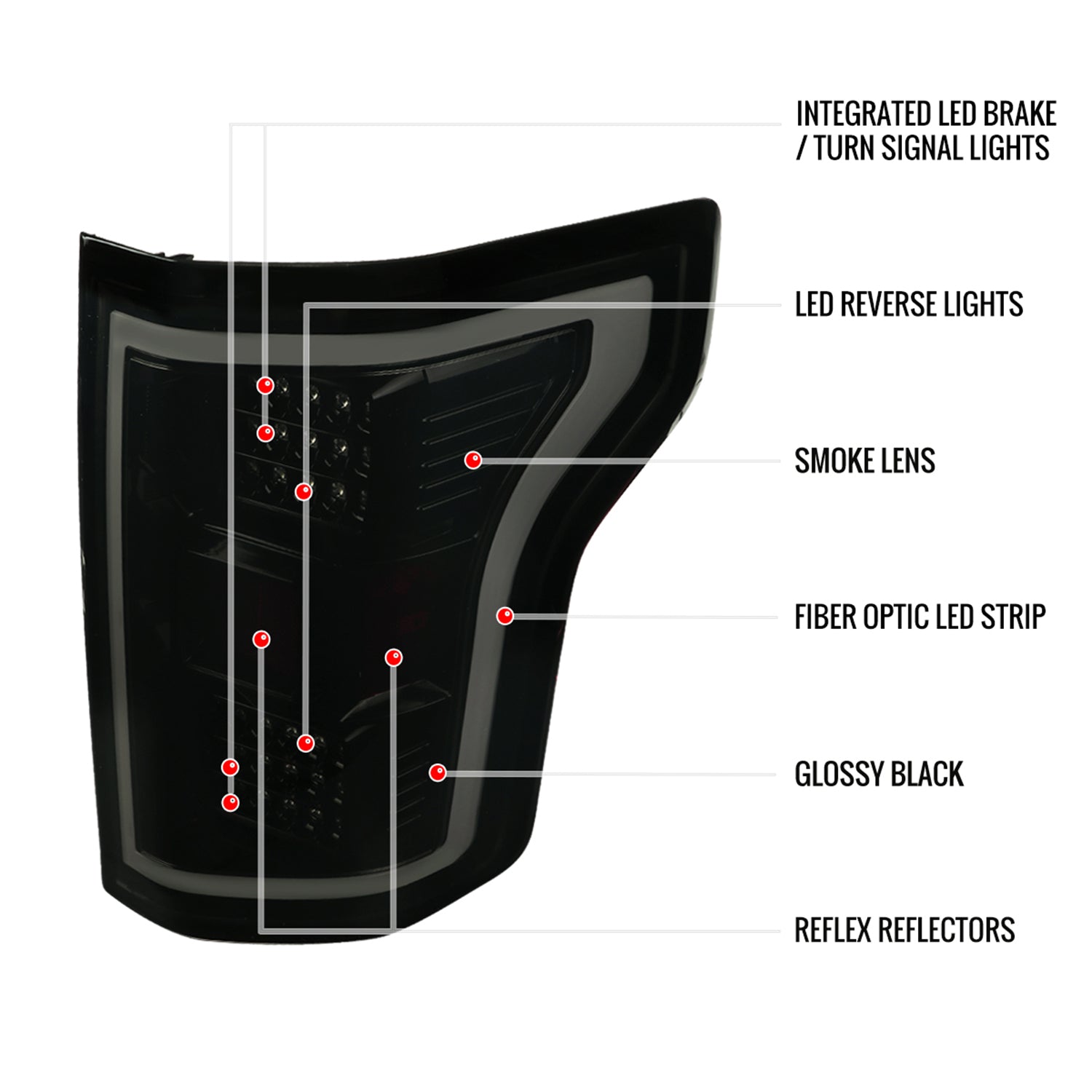 2015-2017 Ford F-150 LED Tail Lights Glossy Black Housing/Smoke Lens