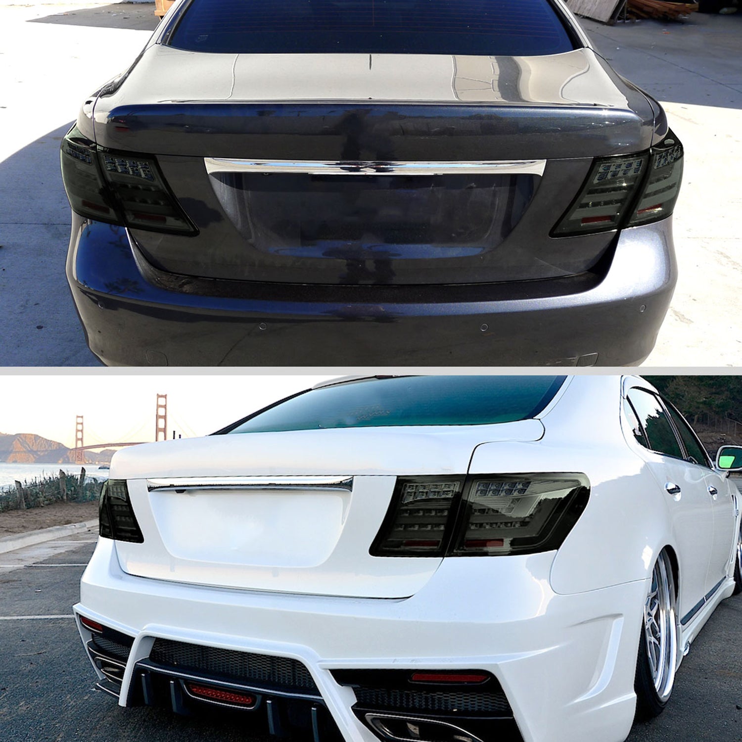 2007-2009 Lexus LS460 LED Tail Lights + Trunk Lights Chrome/Smoke Lens