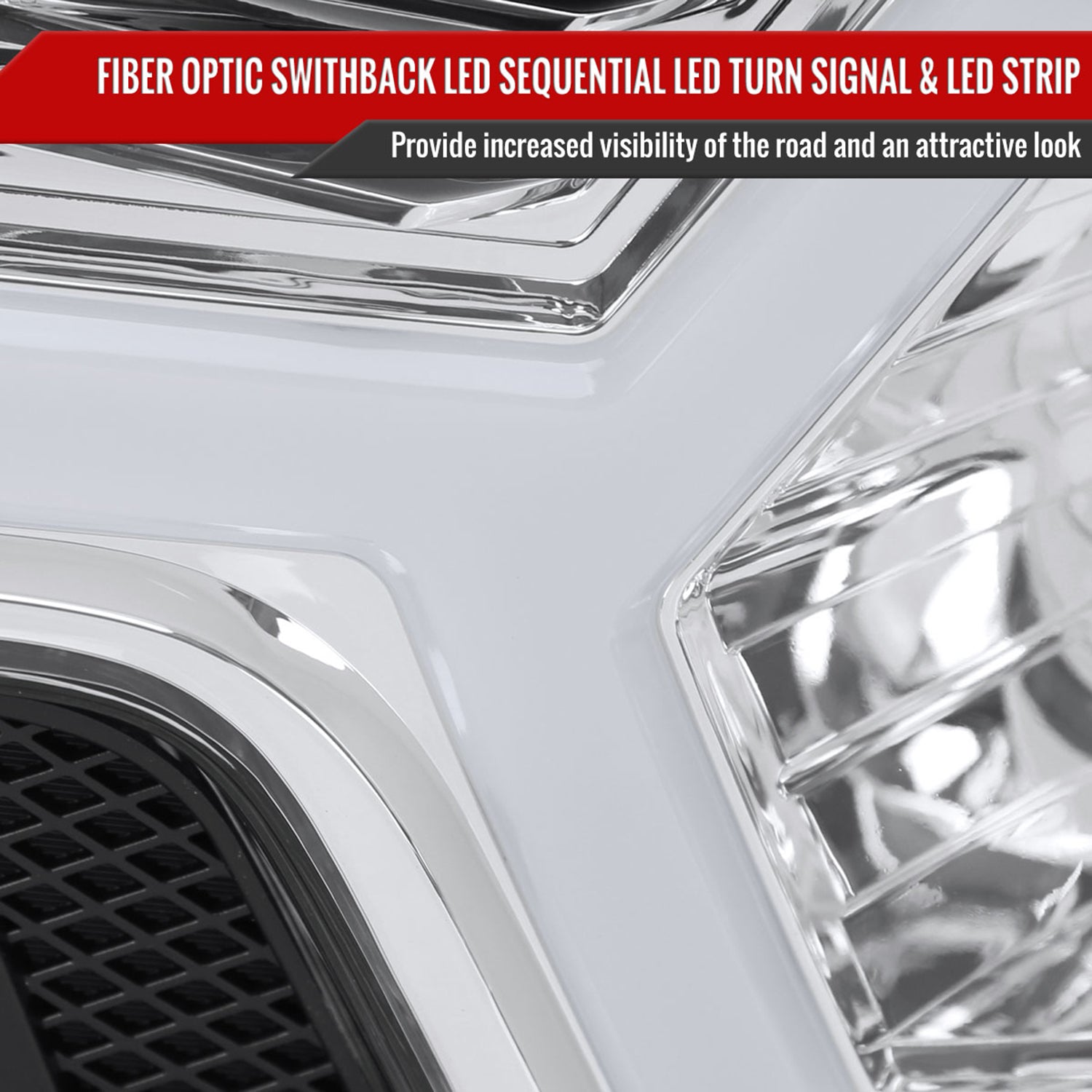 2012-2015 Toyota Tacoma Sequential LED Bar Projector Headlights Chrome