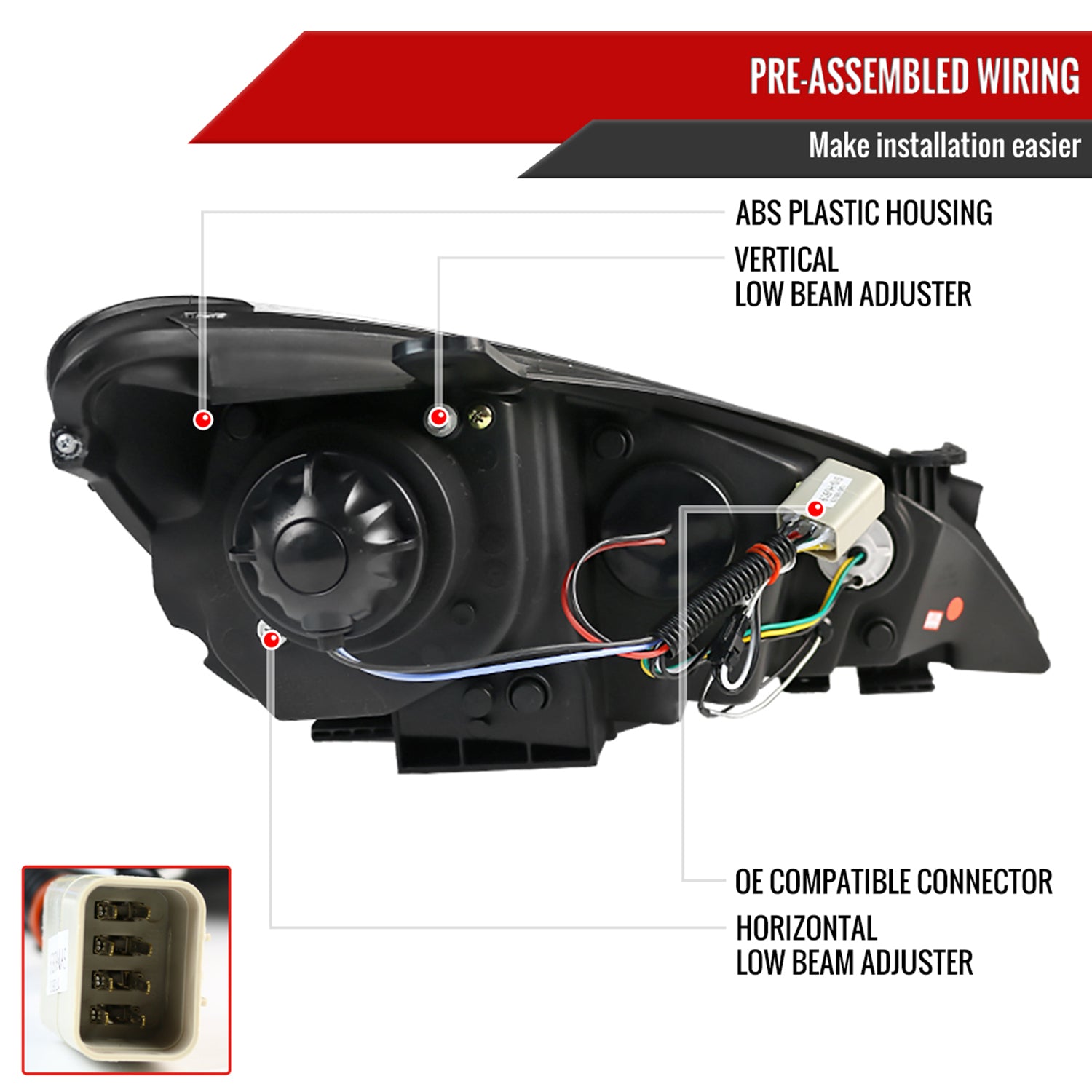 2010-2012 Hyundai Genesis Coupe Projector Headlights SMD LED Light Strip Black