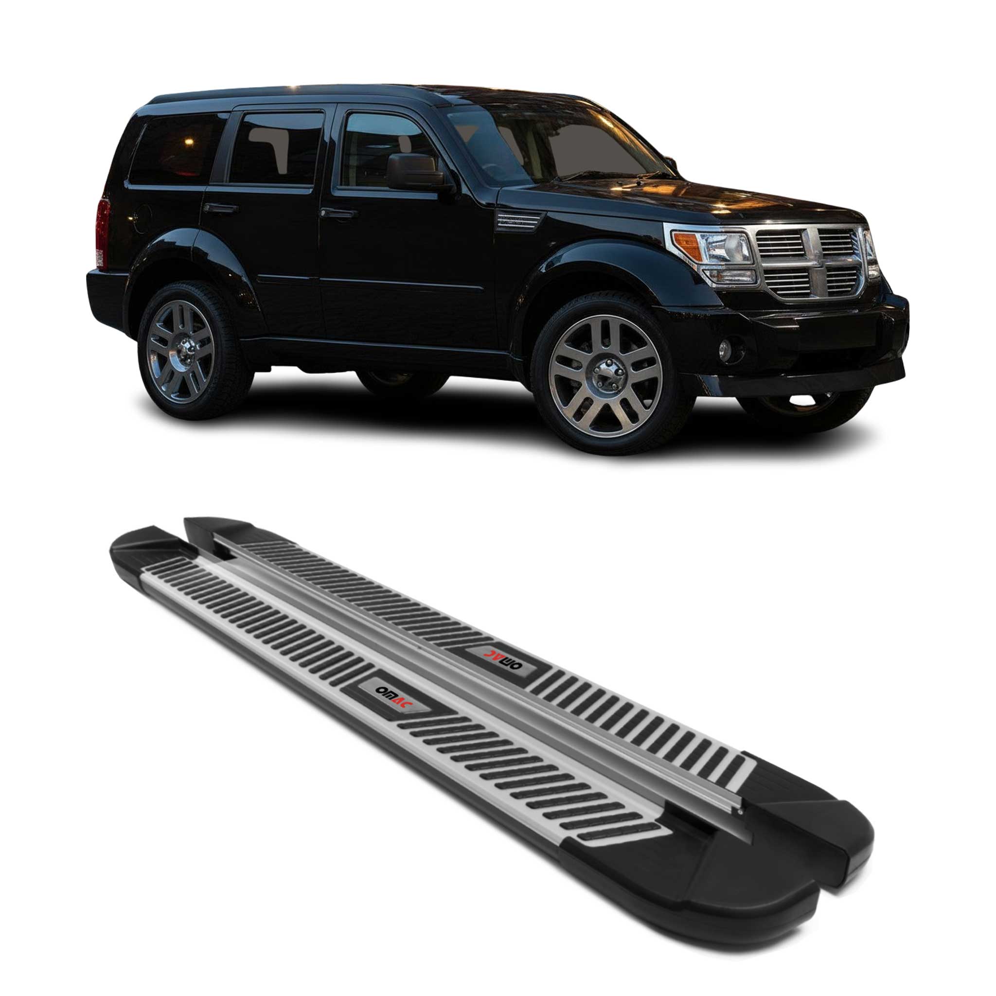 2007-2012 Dodge Nitro Running Boards Side Steps Silver & Black