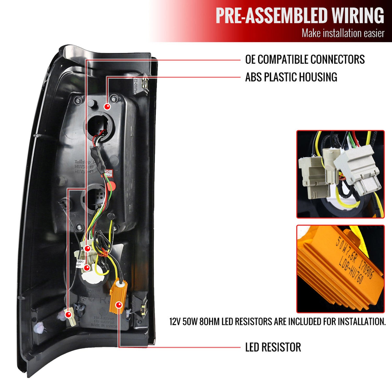 2003-2006 Chevy Silverado V2 LED Tail Lights Matte Black Housing/Clear Lens