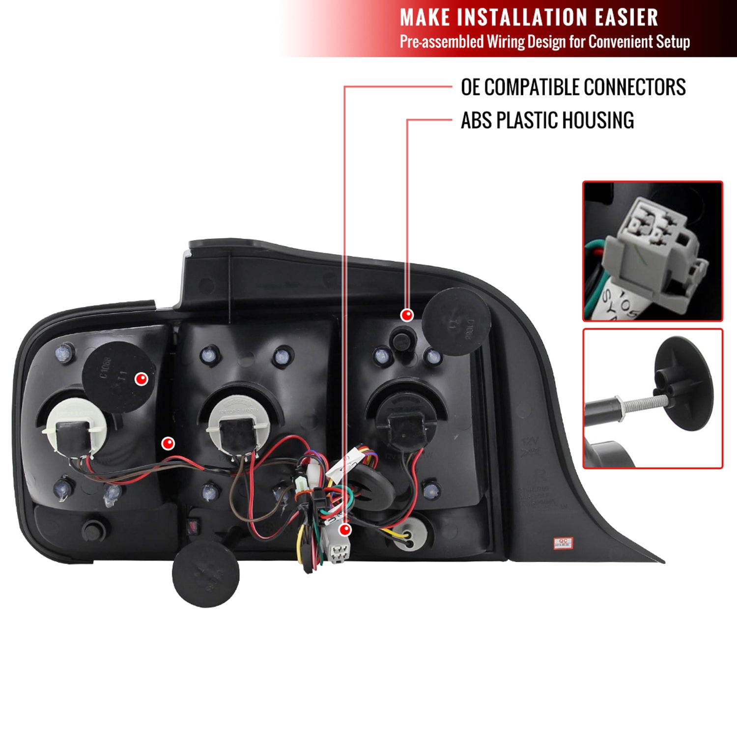 2005-2009 Ford Mustang Sequential Tail Lights Chrome Housing/Red Lens