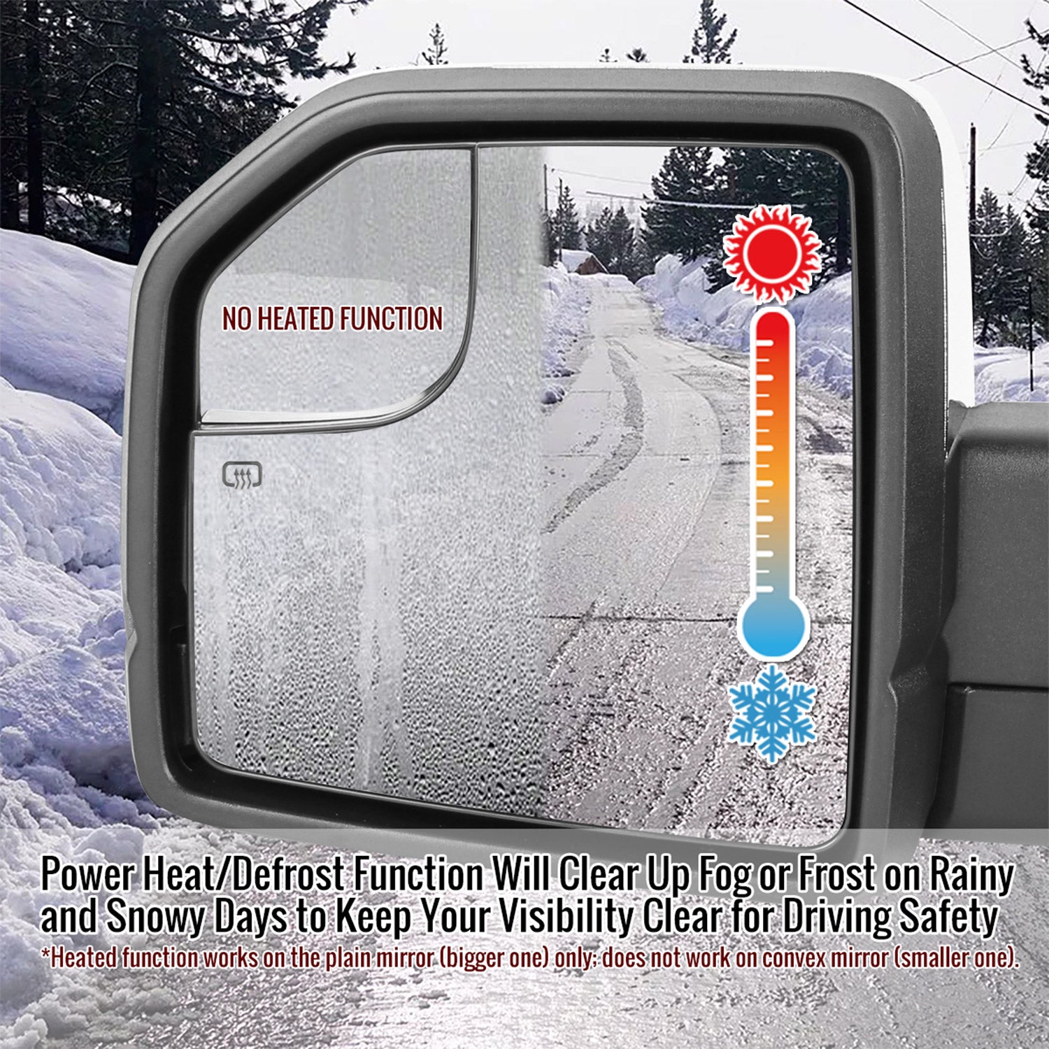 2015-2020 Ford F-150 Chrome Heated Side Mirror LED Turn Signal Driver Side