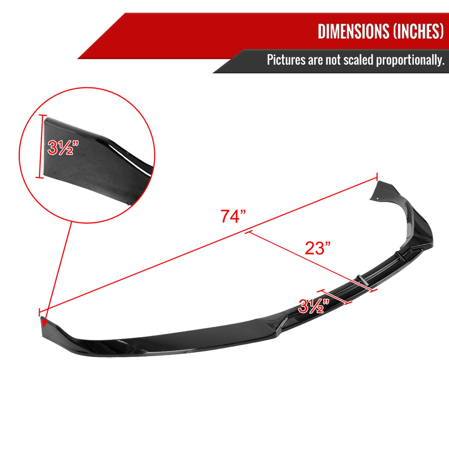 2016-2020 Tesla Model S Glossy Black 3Pcs Front Bumper Lip Splitter Kit