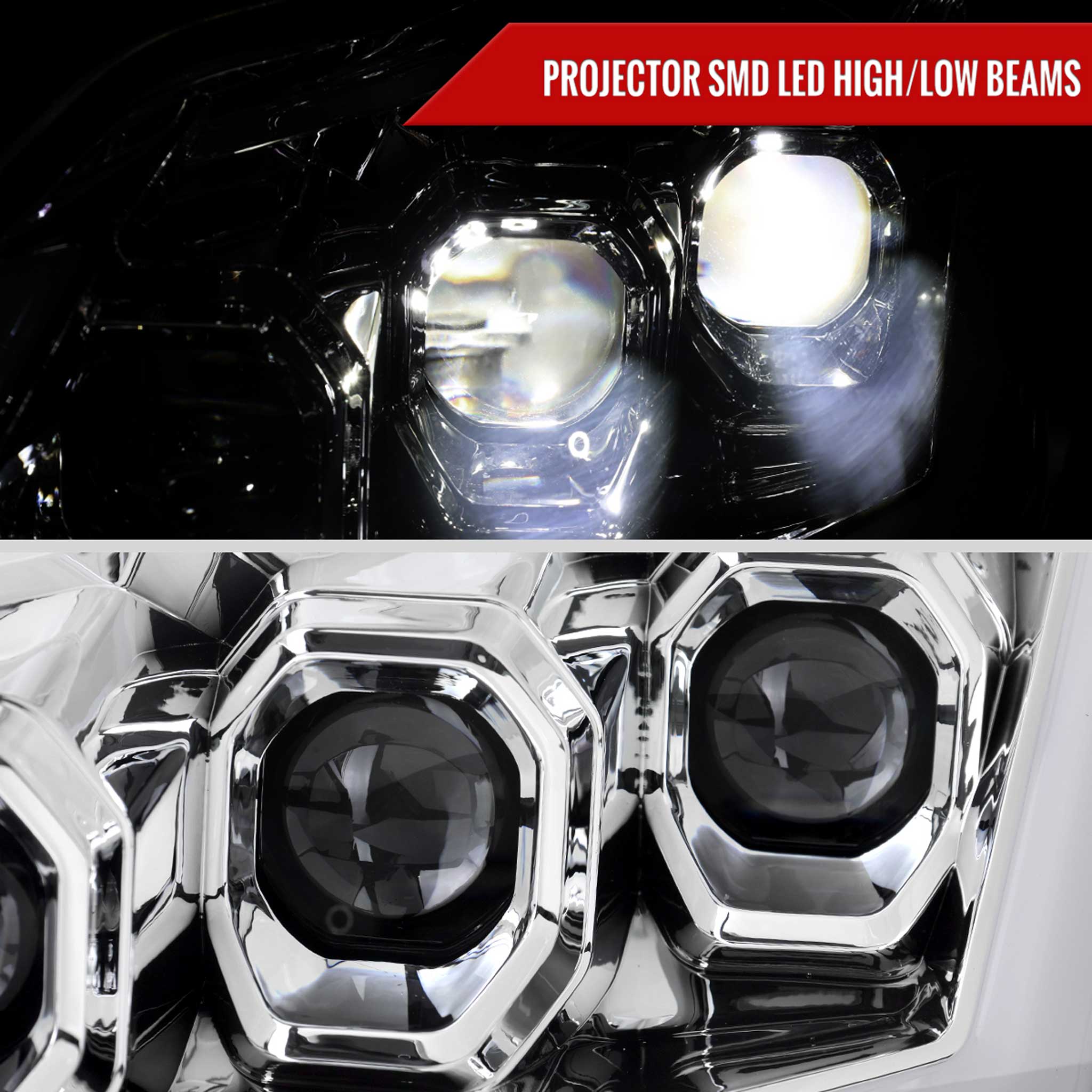 For Infiniti G37 2008-13 / Q60 Coupe 2014-15 LED Triple Projector Headlights Sequential Chrome Housing Clear Lens Switchback