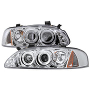 2000-2003 Nissan Sentra Dual Halo Projector Headlights Chrome/Clear Lens