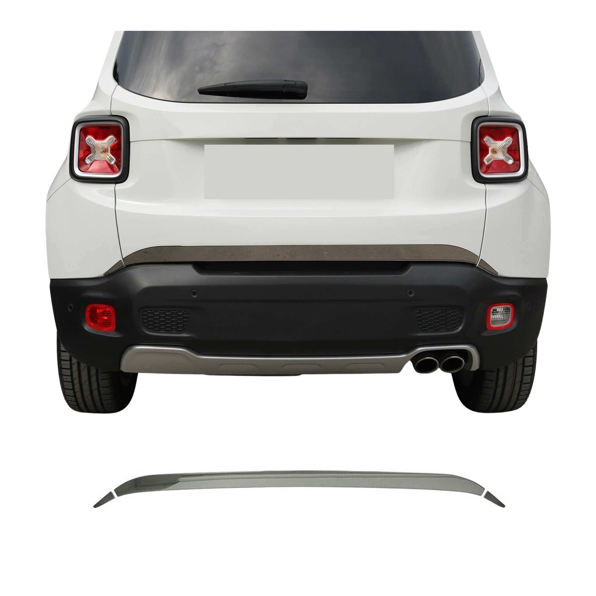 2015-2018 Jeep Renegade Rear Trunk Molding Trim Stainless Steel Dark 3 Pcs