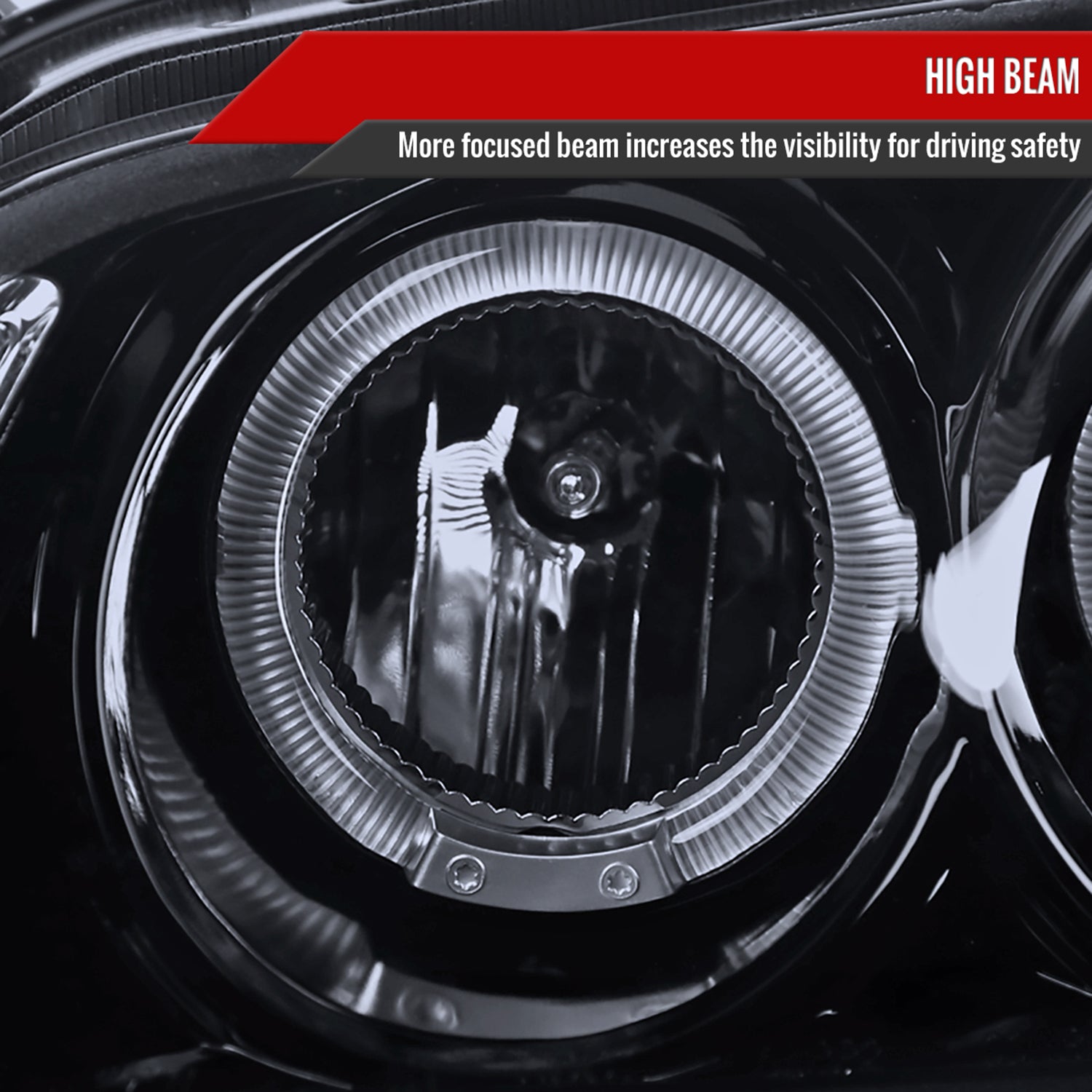 2000-2003 Nissan Sentra Dual Halo Projector Headlights Glossy Black/Smoke Lens