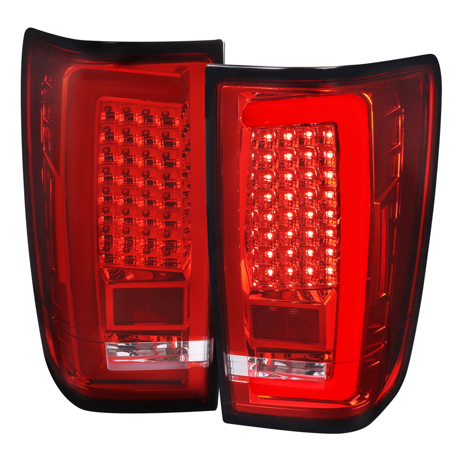 2004-2015 Nissan Titan LED Tail Lights with White LED Tube Chrome/Red Lens