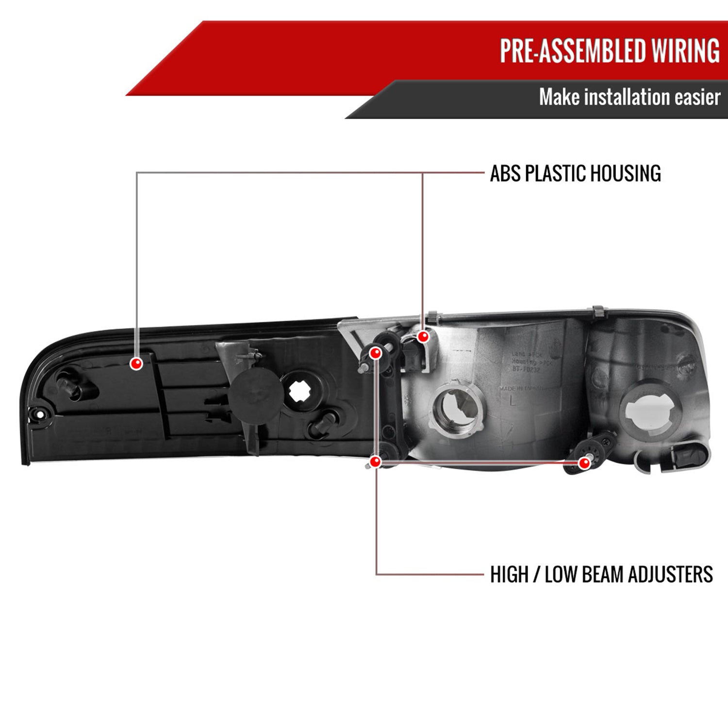 1998-2011 Ford Crown Victoria Factory Headlights Corner Signal Lights Black