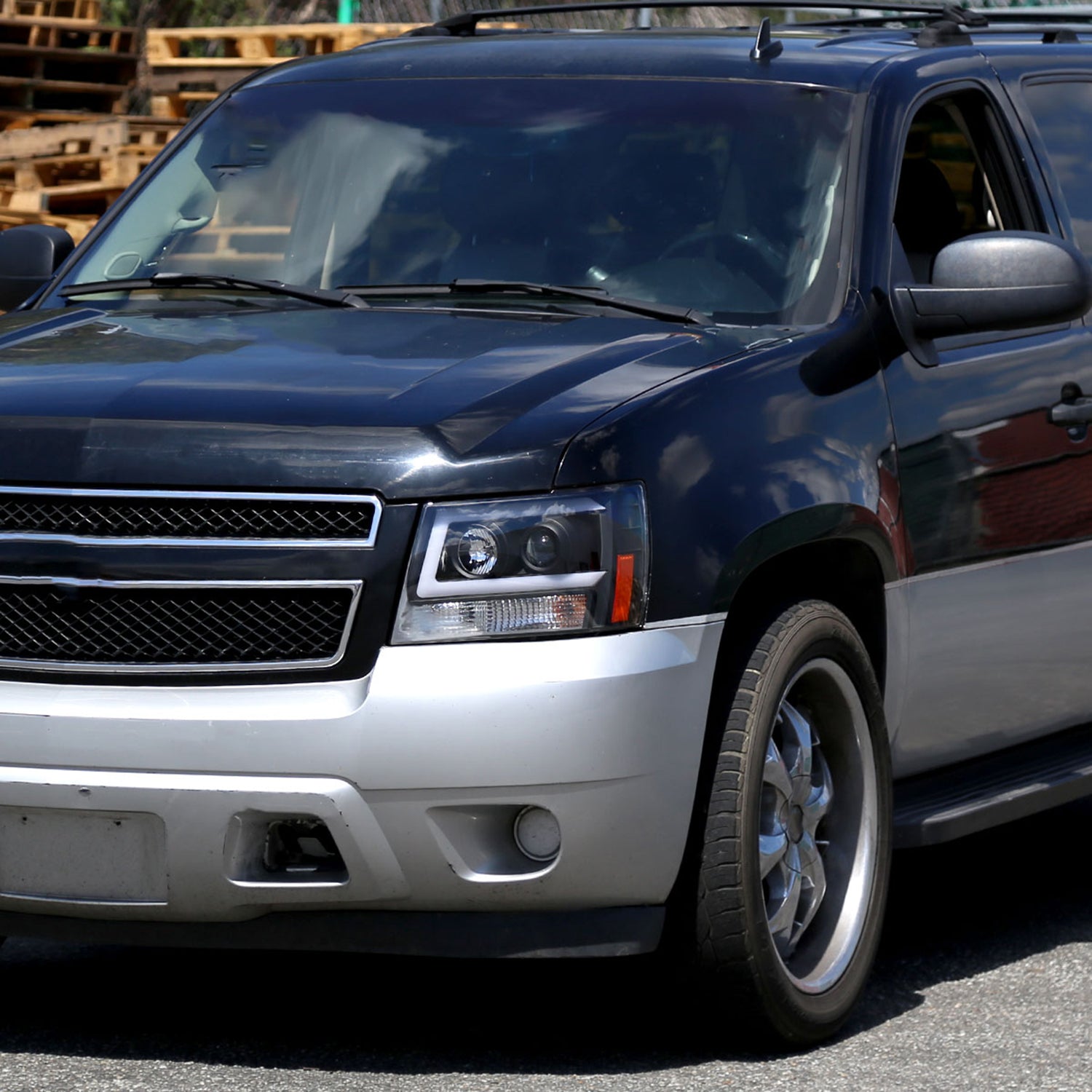 2007-2013 Chevy Avalanche/ 07-2014 Tahoe Suburban LED C-Bar Headlights -RS Black