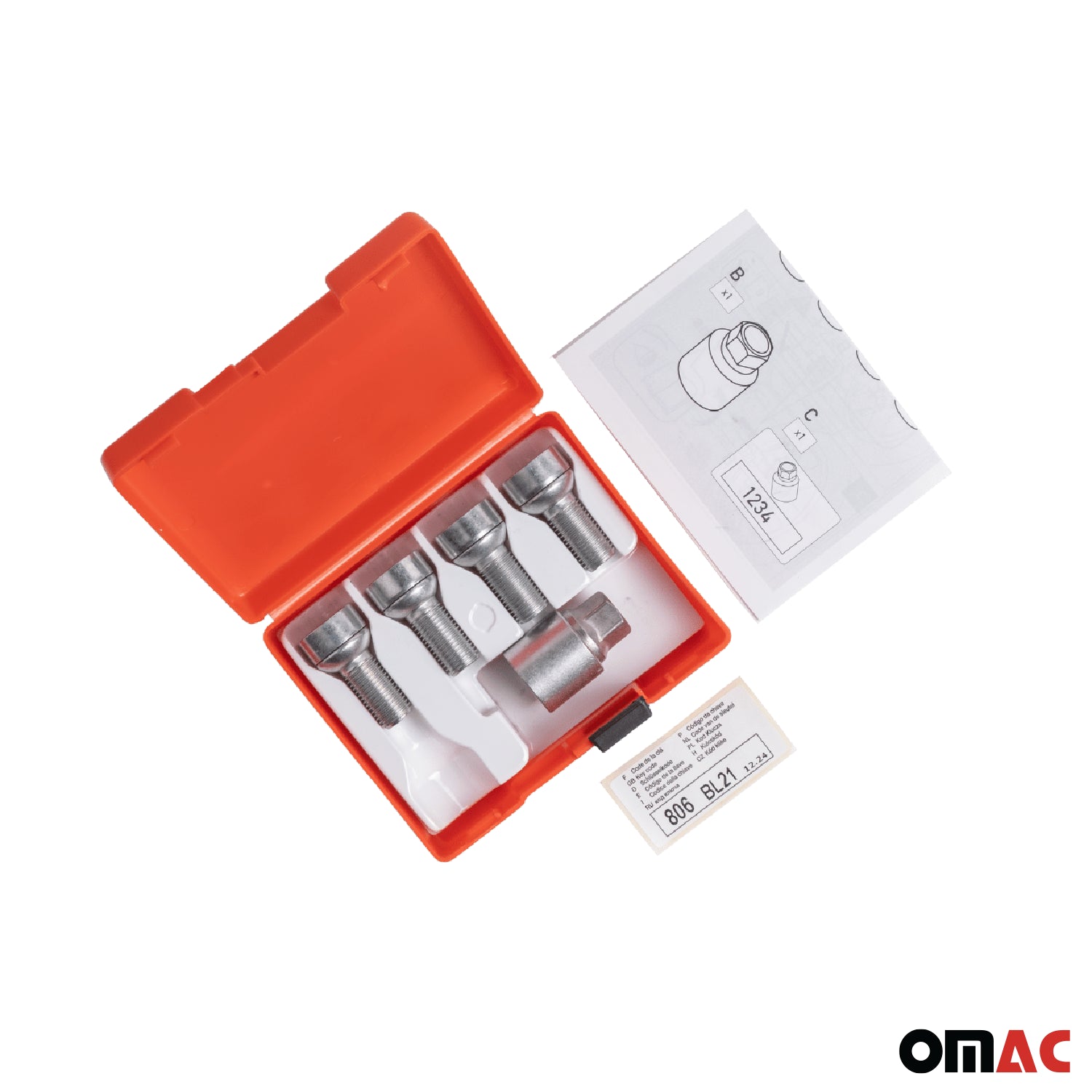 Wheel Lock Kit for Volvo XC60 M14X1,5 Bolt Galvanized Silver 4Locks & 1Key