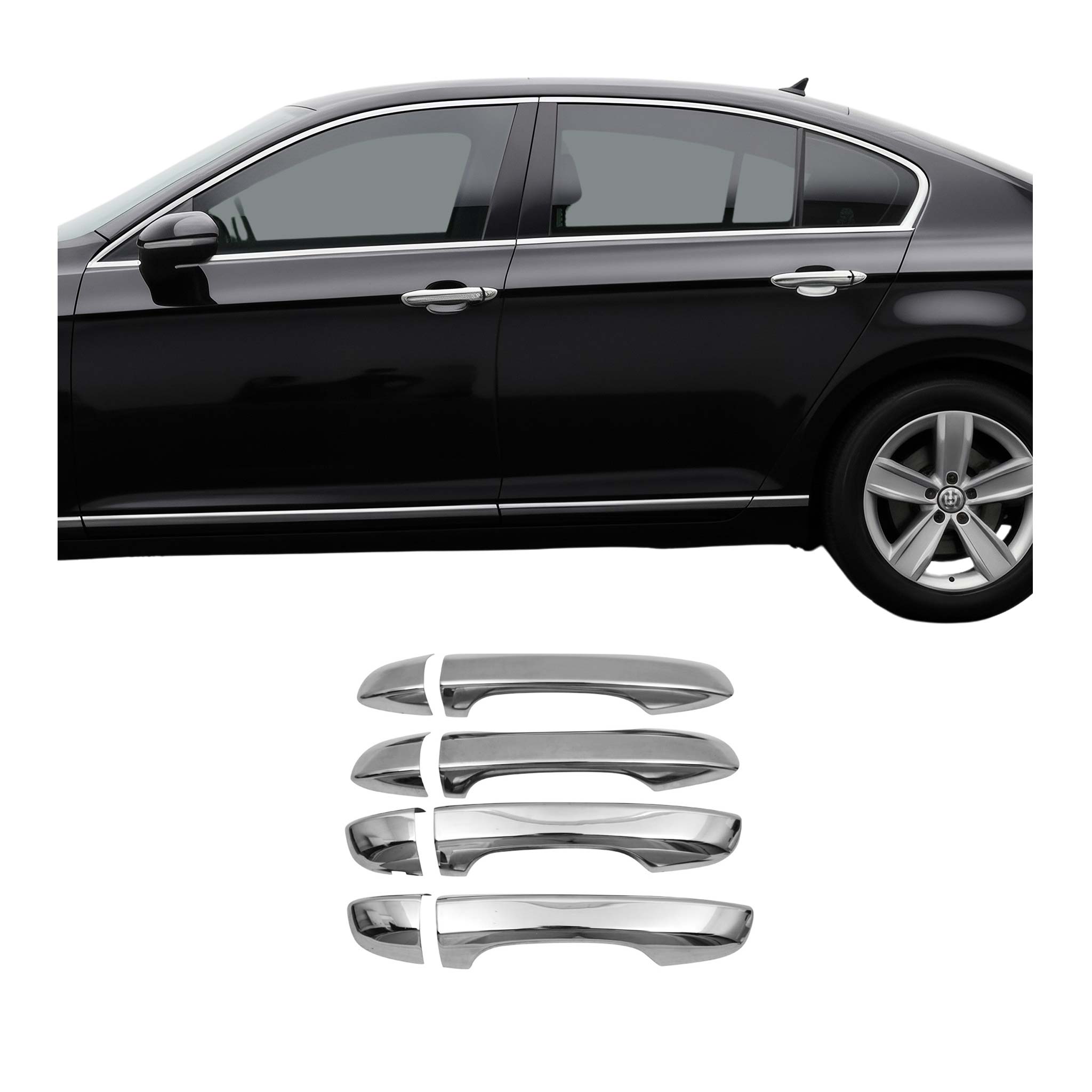 2015-2019 VW Passat B8 Car Door Handle Cover Protector Stainless Steel Chrome 8 Pcs