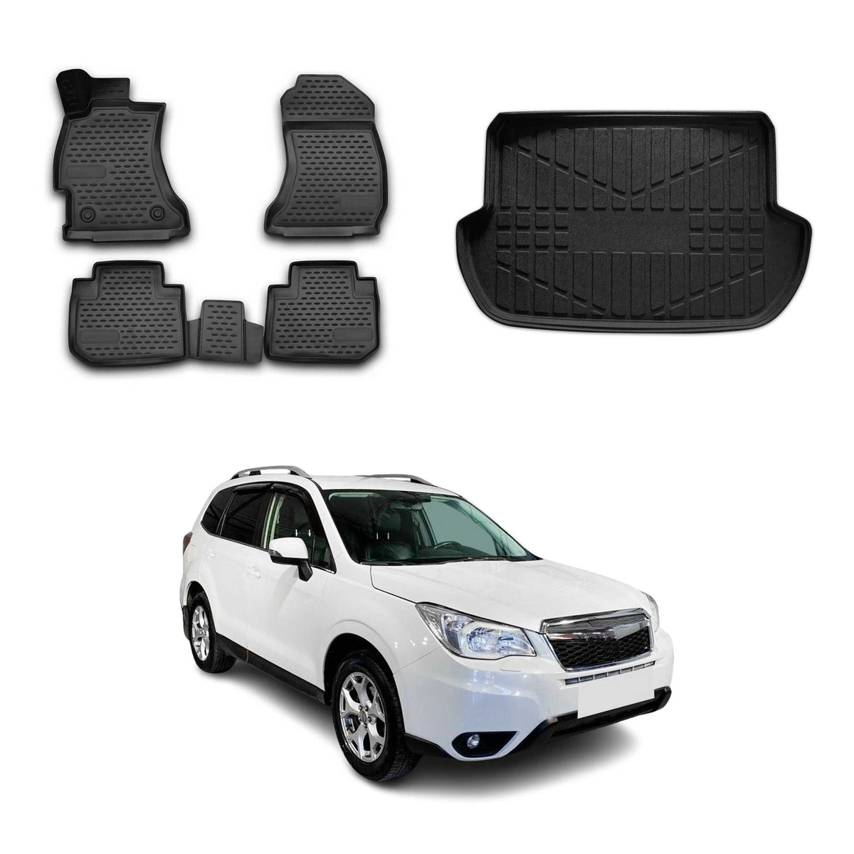 OMAC Floor Mats & Cargo Liners for Subaru Forester IV 2014-2018 Black
