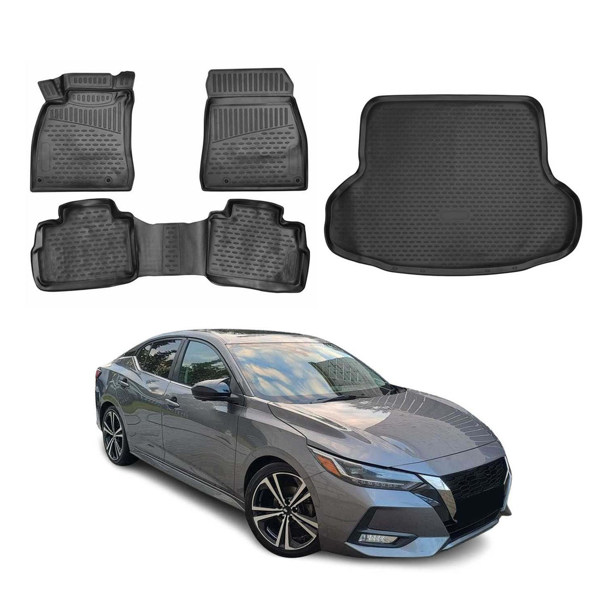 2020-2025 Nissan Sentra Floor Mats & Cargo Liner Full Set Black