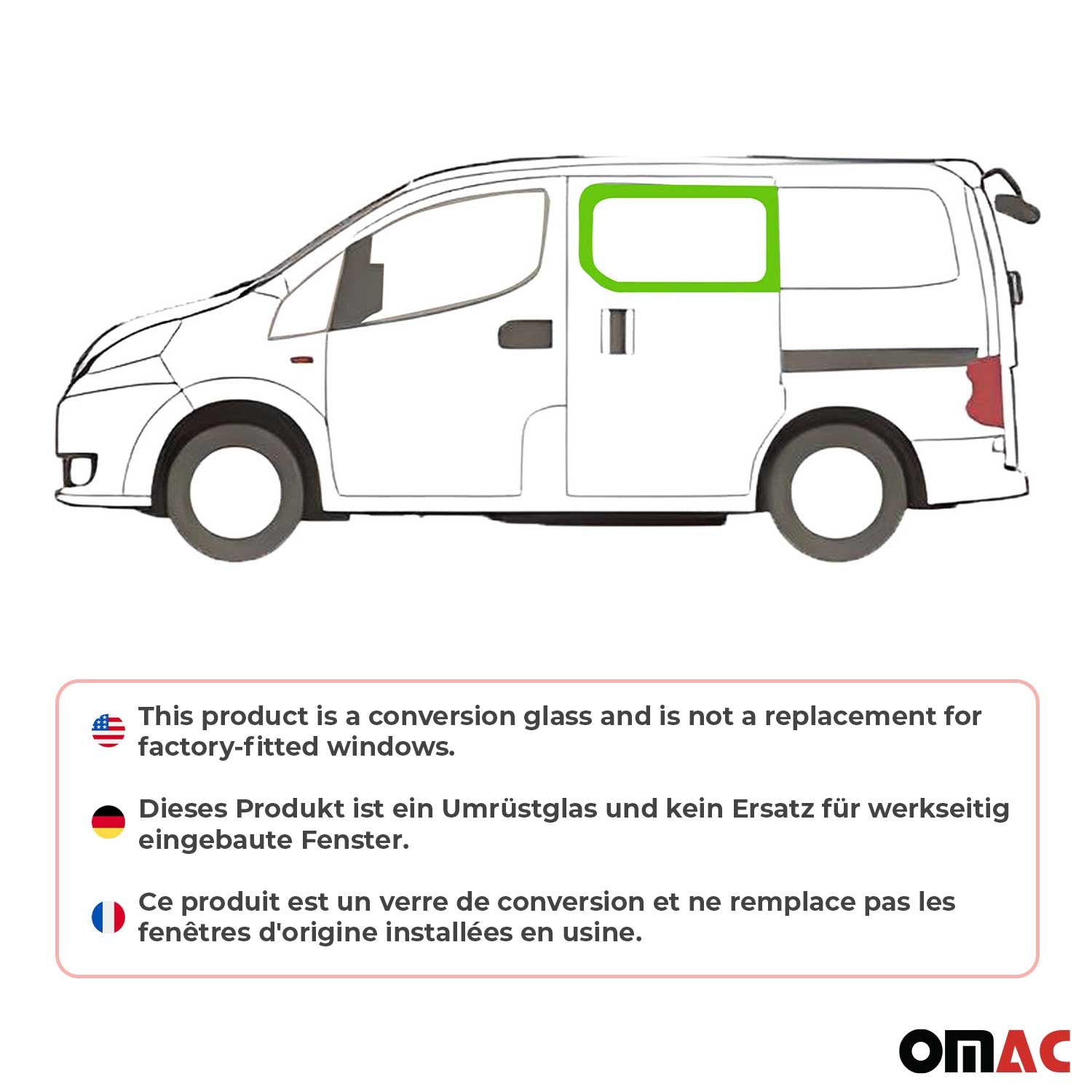 2013-2021 Nissan NV200 Window Glass Front Left Side Sliding Door L1 Short
