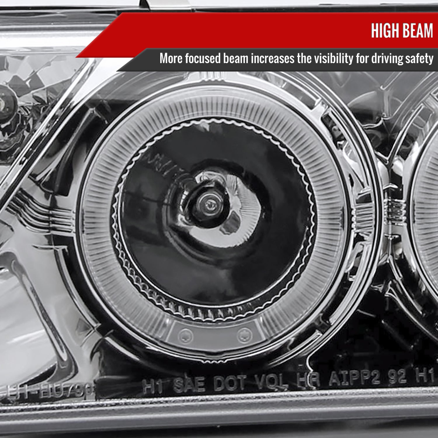 1995-1999 Nissan Sentra/200SX Dual Halo Projector Headlights Chrome/Clear Lens