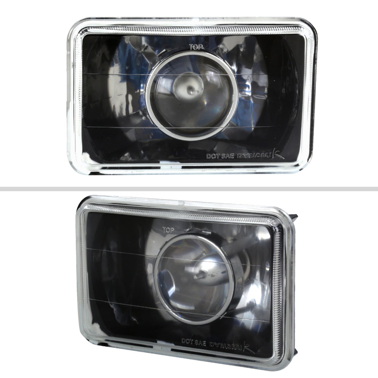 Universal 4"x6" H4 Projector Headlights Matte Black Housing/Glass Lens