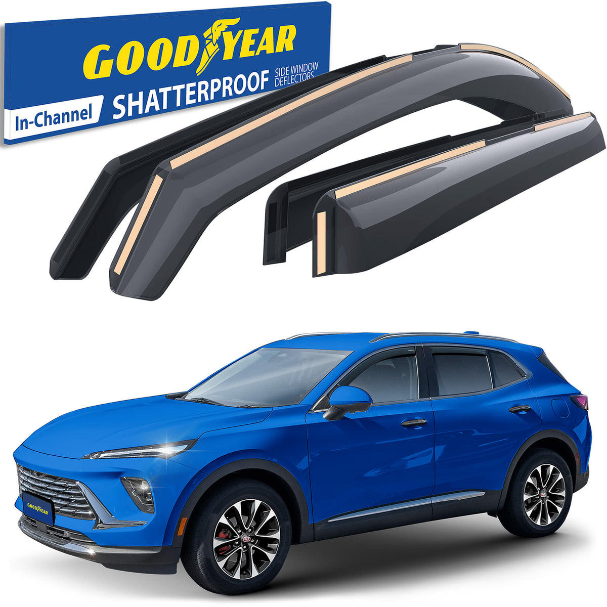 Goodyear Wind Deflectors for Buick Envision 2021-2026 In-channel Smoke 4Pcs