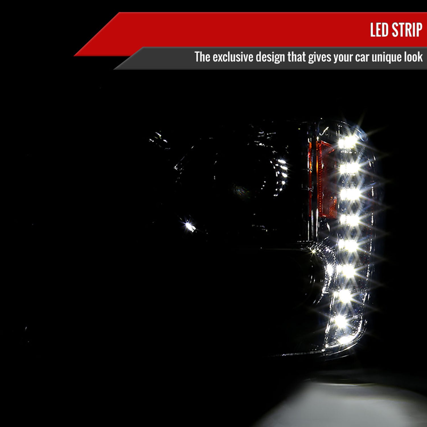 2002-2009 Chevy Trailblazer Projector Headlights LED Light Strip Chrome/Smoke